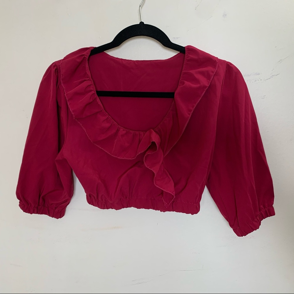 Flowy Raspberry Crop Blouse Top